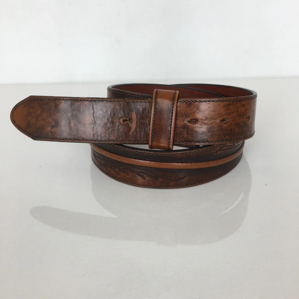 Silver Creek Collection Western Stitched Leather Belt Brown Size 36 Unisex